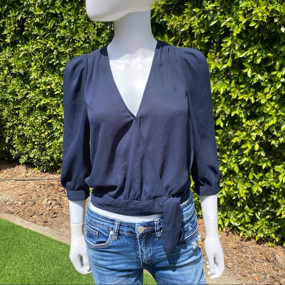 MADEWELL Navy Blue Front Tie Blouse - Picture 3 of 13